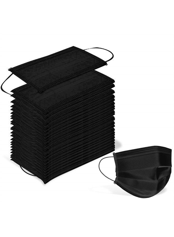 Wecolor Disposable 3 Ply Earloop Face Masks, Suitable for Home, School, Office and Outdoors (Black) - Image 1