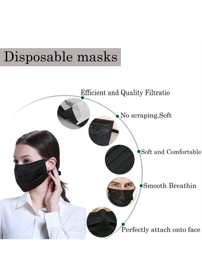 Wecolor Disposable 3 Ply Earloop Face Masks, Suitable for Home, School, Office and Outdoors (Black) - Image 3
