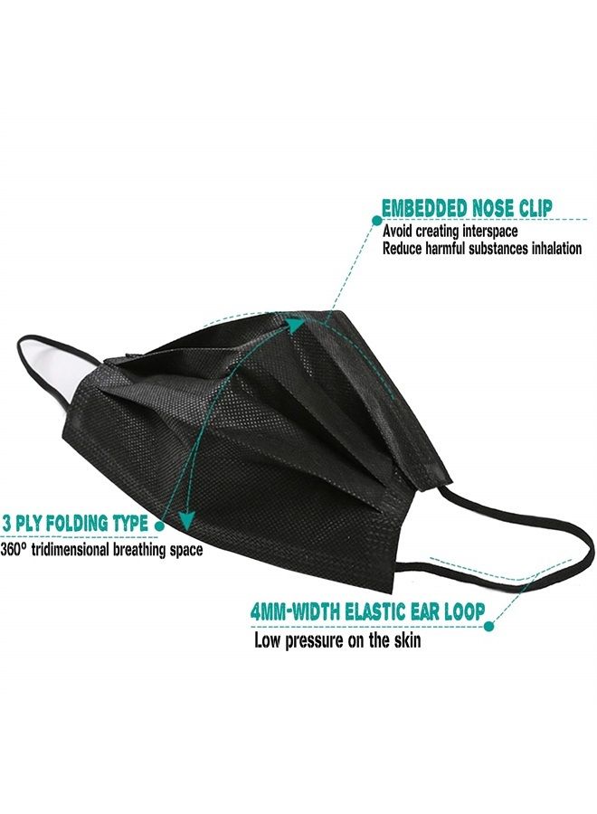 Wecolor Disposable 3 Ply Earloop Face Masks, Suitable for Home, School, Office and Outdoors (Black) - Image 4