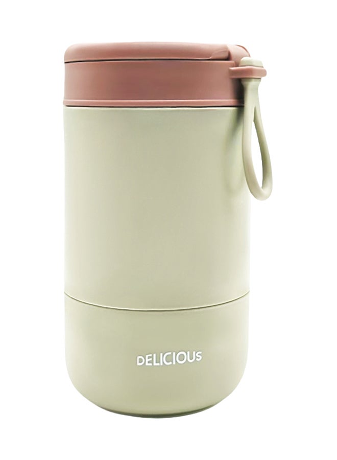 ايست من نون Double Wall Snack cup, 11oz + 14oz, Reusable, Leak Proof, Microwave, Dishwasher and Freezer Safe - Beige  - Image 1