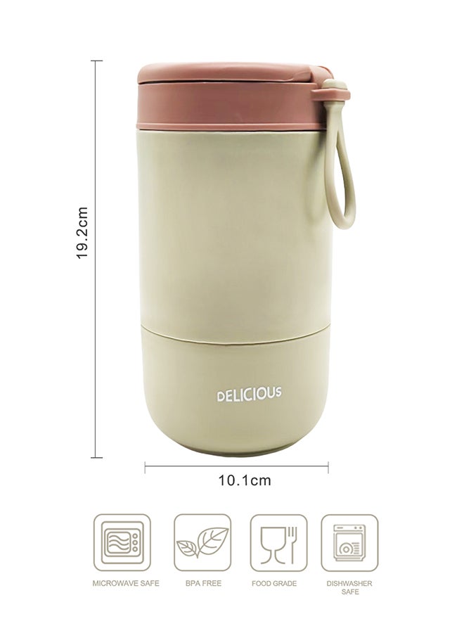 ايست من نون Double Wall Snack cup, 11oz + 14oz, Reusable, Leak Proof, Microwave, Dishwasher and Freezer Safe - Beige  - Image 2