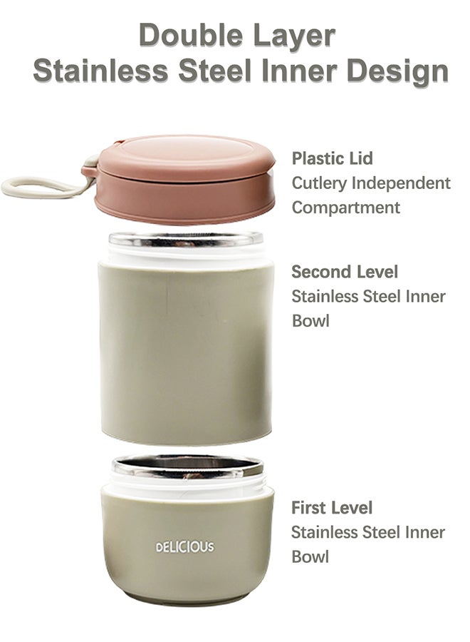 ايست من نون Double Wall Snack cup, 11oz + 14oz, Reusable, Leak Proof, Microwave, Dishwasher and Freezer Safe - Beige  - Image 3