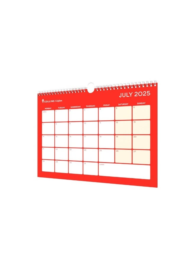 Collins Debden Collins Colplan 12 Month Mid/Academic Year Memo Wall Planner, July 2025, July 2026 Monthly Calendar, A4 Size  - Image 1