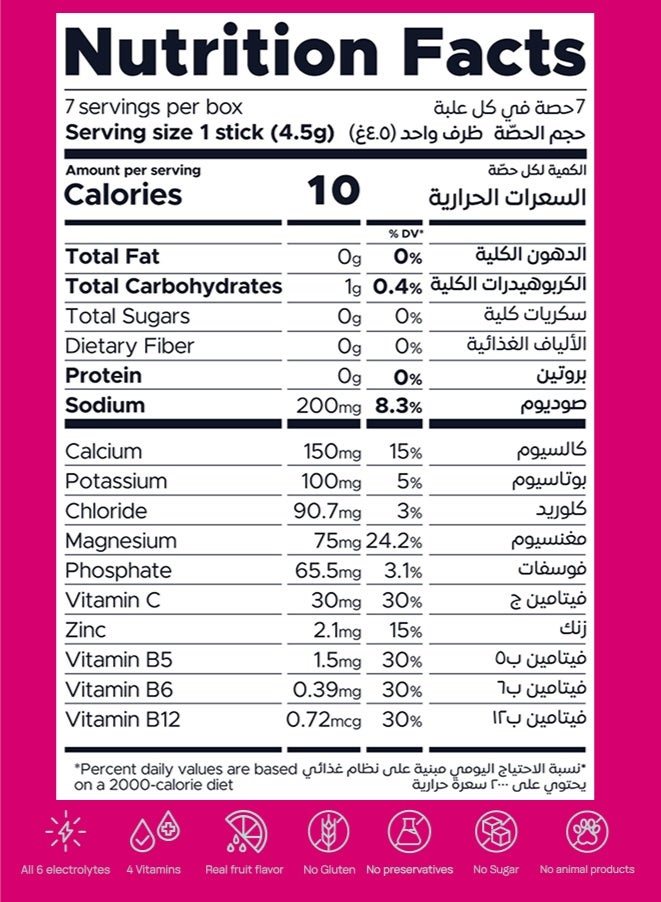 Oneshot Kids Rumman Twist, Daily Hydration, Sugar Free Electrolyte Powder Drink Mix with Vitamins and Zinc, No Aftertaste, Pomegranate Flavor, 7 Sachets - Image 4