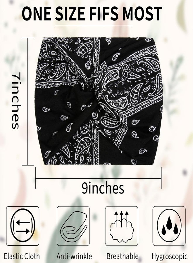 Tobeffect Wide Bandana Headbands for Women, 4 Packs Extra Wide Knotted Head Bands for Women's Hair Fashion, Boho Turban Hairbands Casual Sport Hair Accessories for Workout Yoga - Image 2