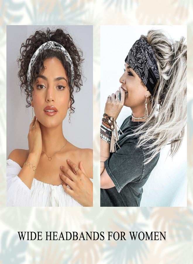 Tobeffect Wide Bandana Headbands for Women, 4 Packs Extra Wide Knotted Head Bands for Women's Hair Fashion, Boho Turban Hairbands Casual Sport Hair Accessories for Workout Yoga - Image 4