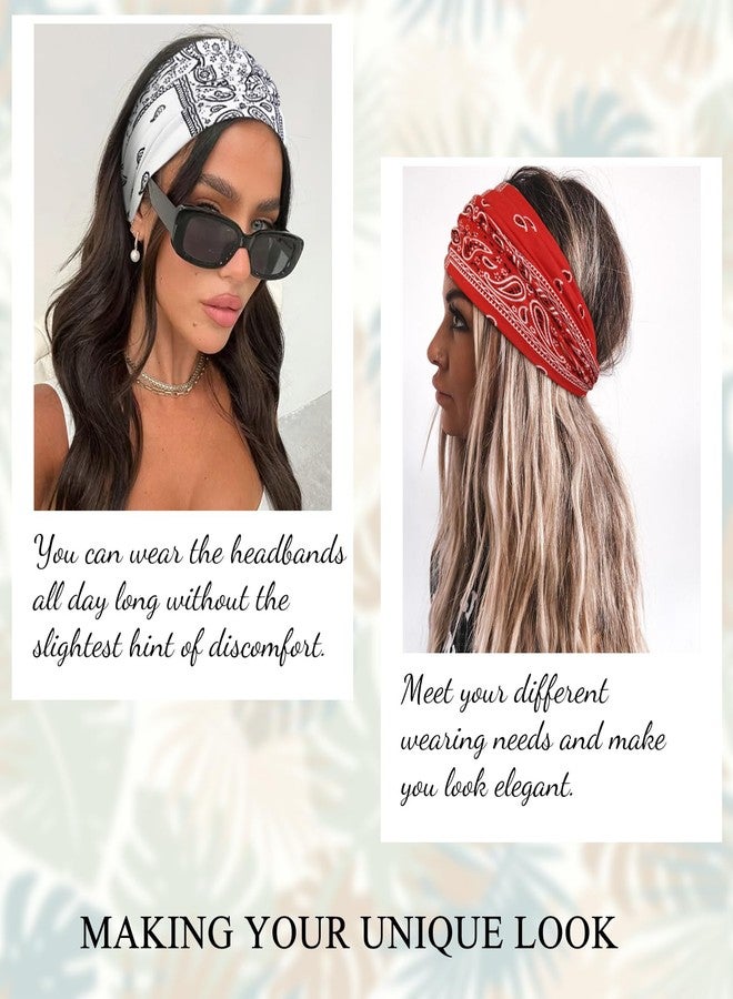 Tobeffect Wide Bandana Headbands for Women, 4 Packs Extra Wide Knotted Head Bands for Women's Hair Fashion, Boho Turban Hairbands Casual Sport Hair Accessories for Workout Yoga - Image 5