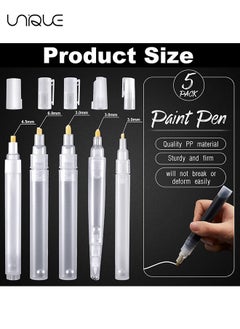 Unique Set of 5 Empty Refill Paint Markers Blank Refillable Paint Pens Empty Refillable Marker for Painting, Transparent Pen Tube, Fill with Your Own Art Acrylic, Oil and Watercolor  - Image 2