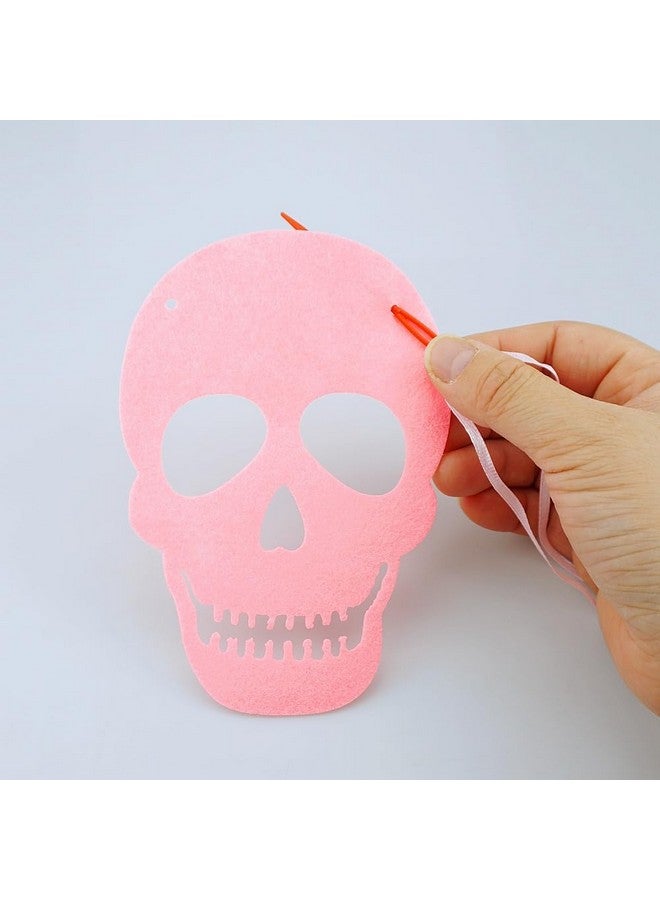 SaktopDeco 2 Pack Pink Skull Garland Banner - Felt Skull Banner for Gothic Halloween Party Decorations - Image 4
