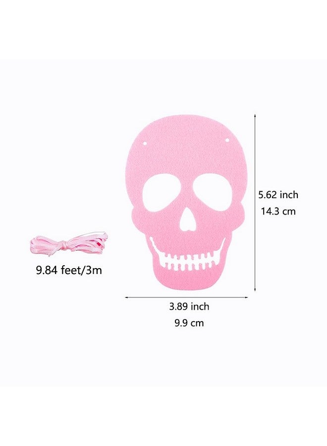 SaktopDeco 2 Pack Pink Skull Garland Banner - Felt Skull Banner for Gothic Halloween Party Decorations - Image 2