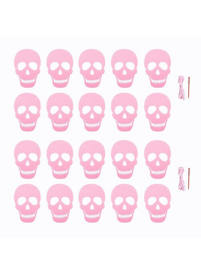 SaktopDeco 2 Pack Pink Skull Garland Banner - Felt Skull Banner for Gothic Halloween Party Decorations - Image 3