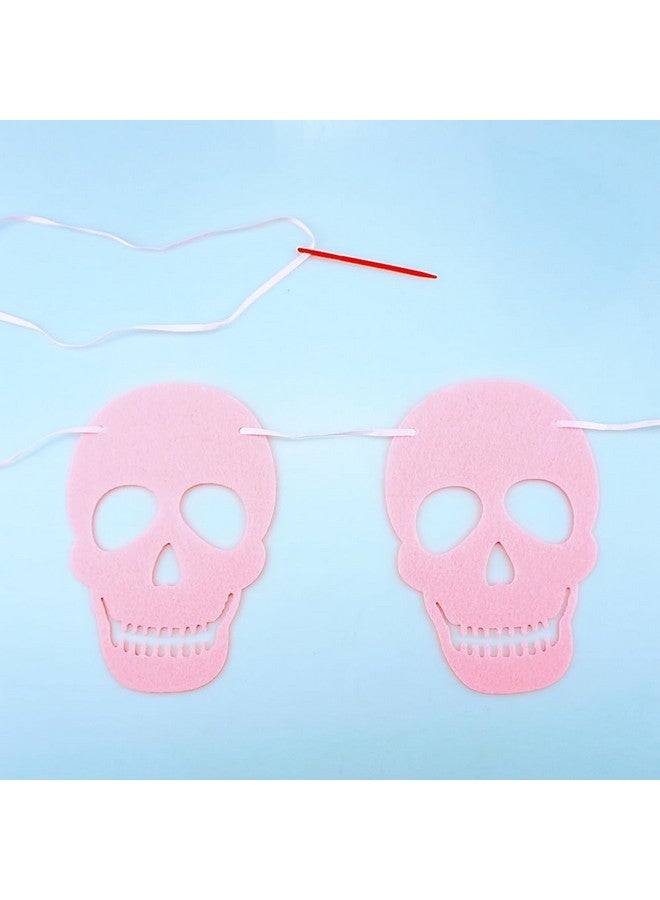 SaktopDeco 2 Pack Pink Skull Garland Banner - Felt Skull Banner for Gothic Halloween Party Decorations - Image 5