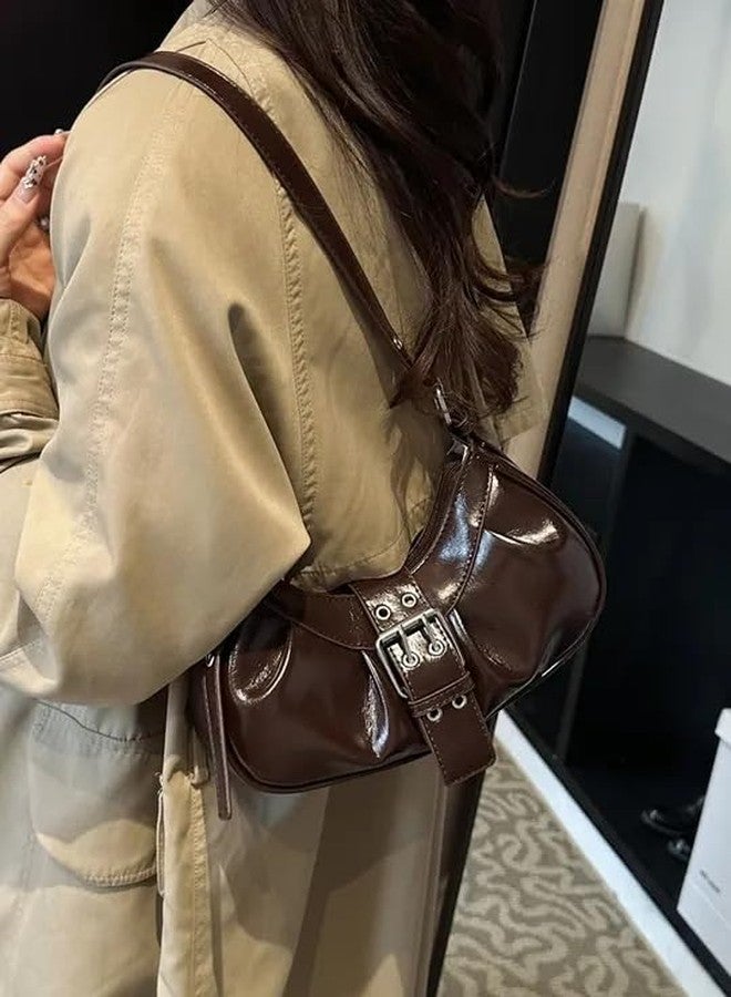 حقيبة هاف جلام تشونت إيليت بنية اللون | حقيبة كتف أنيقة بلمسة نهائية جلدية | حقيبة يد مزينة بإبزيم مميز | بني - Image 5