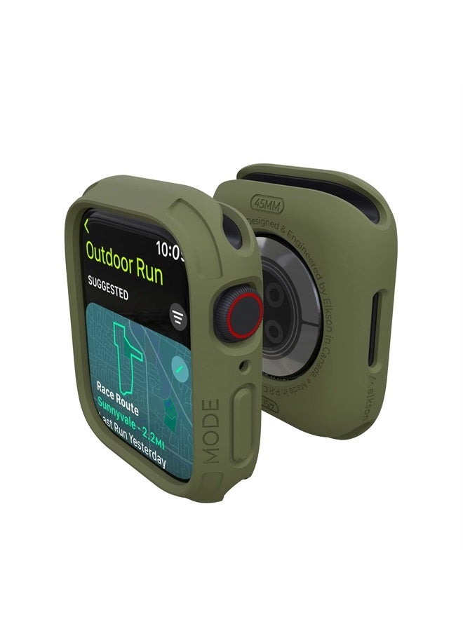 elkson Compatible with Apple Watch 45mm Bumper Case, Quattro 2.0 Series Rugged Case for Apple Watch and iWatch Series 8 7, Military Grade Durable Protective Cover, Flexible Shock Proof, Military Green - Image 1