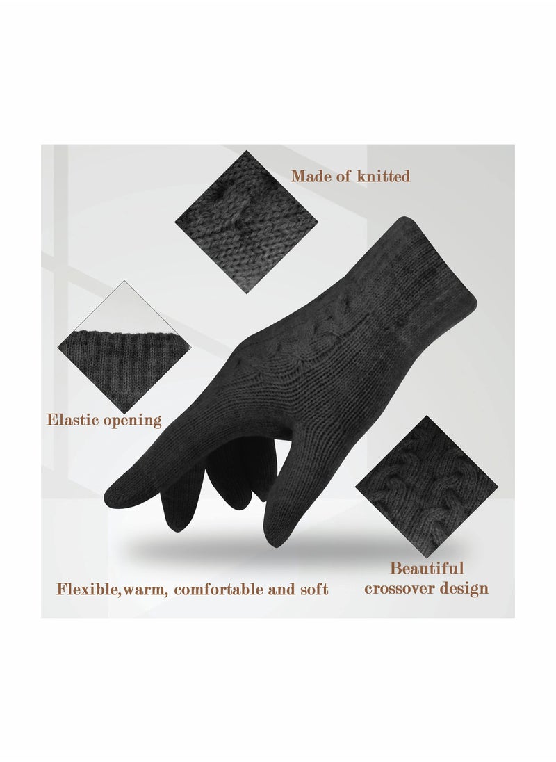 SYOSI - Women Touch Screen Gloves - Winter Warm Gloves Touchscreen Mittens Thermal Fleece Lined Knitted Gloves for Outdoor - Image 1