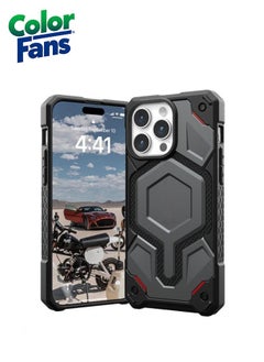 Apple iPhone 14 Pro Max Case, Monarch Pro Kevlar Built-in Magnet Compatible with Magnet Charging Premium Rugged Dropproof Protective Cover - Silver