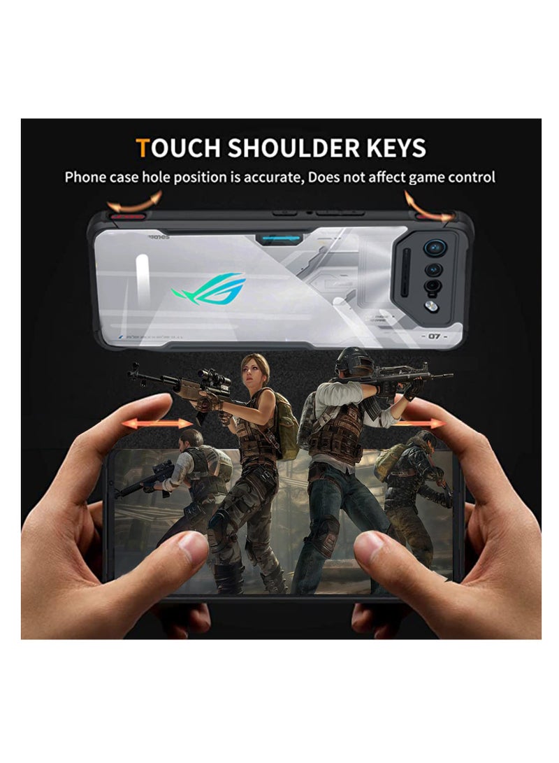 Excefore Phone Case for Asus ROG 7, Airbags Anti-collision Transparent Phone Shell, Soft TPU Full Body Shockproof, Clear Back with Black Frame Protection Case  - Image 5