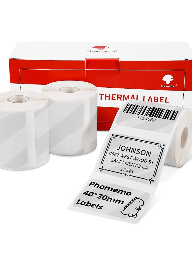 phomemo Phomemo 3 Rolls M110/M221/M220/M120/M200/M110S Thermal Paper 1.97"x1.18"(50x30mm)- Multi-Purpose Square Self-Adhesive Label for Price Tag, Barcode Label, Address Label, 230 Labels/Roll, Black on White  - Image 1