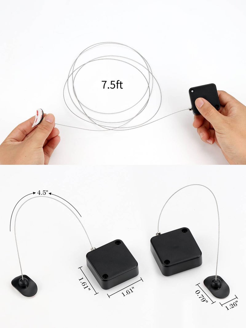 EKZ 7.5 ft Retractable Remote Control Cable Tether Lock with Adjustable Locking Leash Length Clasp,Remote Control Security Lanyard Lock for TV Remote Control,Gaming Controller,Tablets Showroom -2 Pcs - Image 4