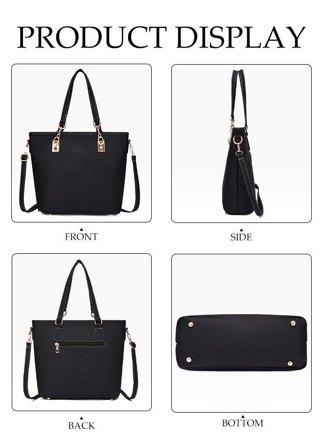 DUNISO 6-Piece Embossed Women's Handbag Set, Including Handbag, Shoulder Bag, Wallet, Mother And Child Bag, Women's Mini Wallet, Black - Image 5