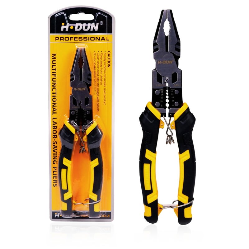 Homdum كماشة 7 في 1 متعددة الوظائف 8.5 بوصة مزيل عزل الأسلاك قاطع كابل كماشة كهربائي بحجم 220 مم - Image 1