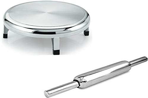 Rollyware™ 100% Stainless Steel Rolling Pin - Base GOINT Less - Polpat - Chakla Belan 25% Less Effort Working The Dough - Upgrade Your Baking - Non-Stick & Zero Maintenance - - [ Chakla + Belan ] - Image 1