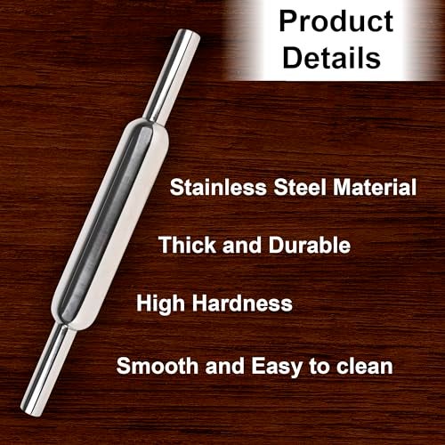 Rollyware™ 100% Stainless Steel Rolling Pin - Base GOINT Less - Polpat - Chakla Belan 25% Less Effort Working The Dough - Upgrade Your Baking - Non-Stick & Zero Maintenance - - [ Chakla + Belan ] - Image 5