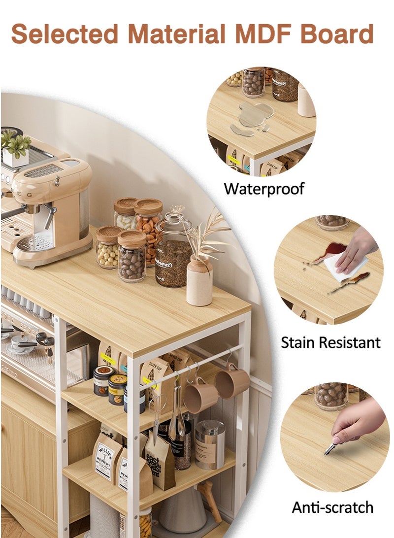 ADEBOLA Coffee Corner with 5 Hook and Storage Cabinet, 3-Tier kitchen cabinet Easy Assembly, stylish coffee corner table, kitchen rack for Living Room, kitchen, Corner, dining room, 90 * 34 * 81.2cm - Image 5