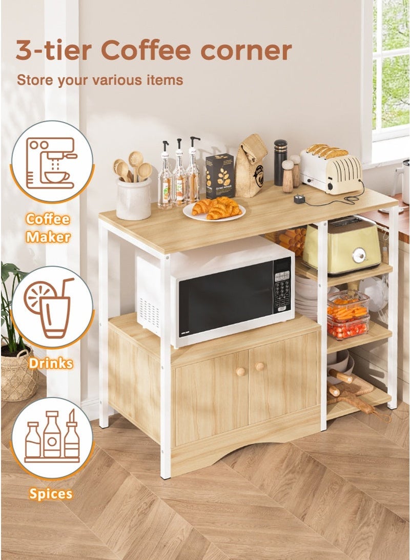 ADEBOLA Coffee Corner with 5 Hook and Storage Cabinet, 3-Tier kitchen cabinet Easy Assembly, stylish coffee corner table, kitchen rack for Living Room, kitchen, Corner, dining room, 90 * 34 * 81.2cm - Image 3