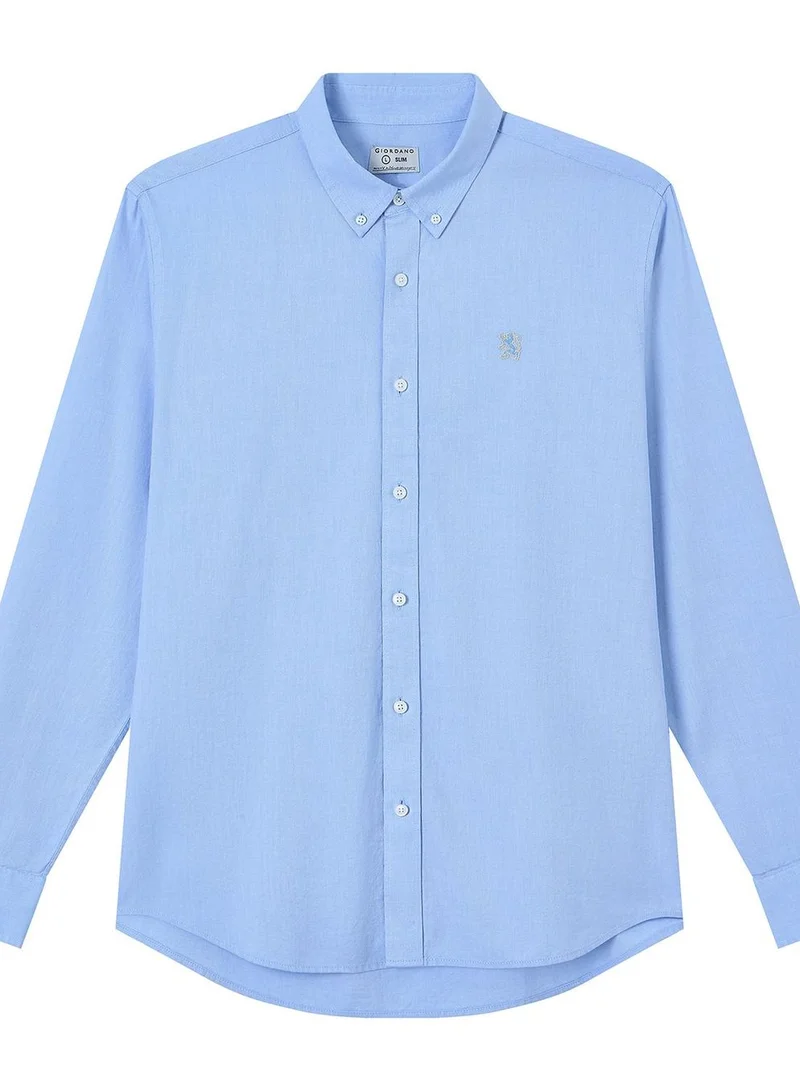 Men’s Cotton Slim Oxford Shirt with Embroidery