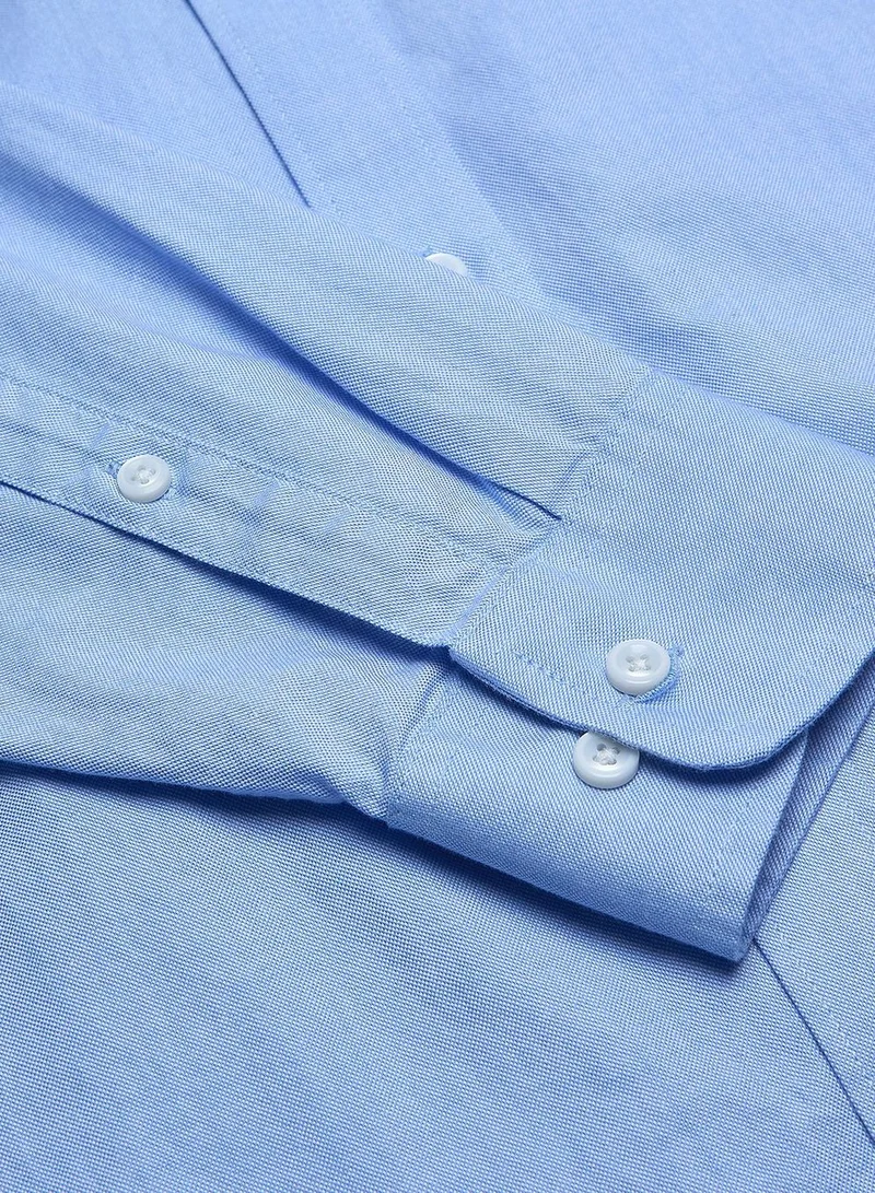 GIORDANO  Men’s Cotton Slim Oxford Shirt with Embroidery for Men | Best Price UAE