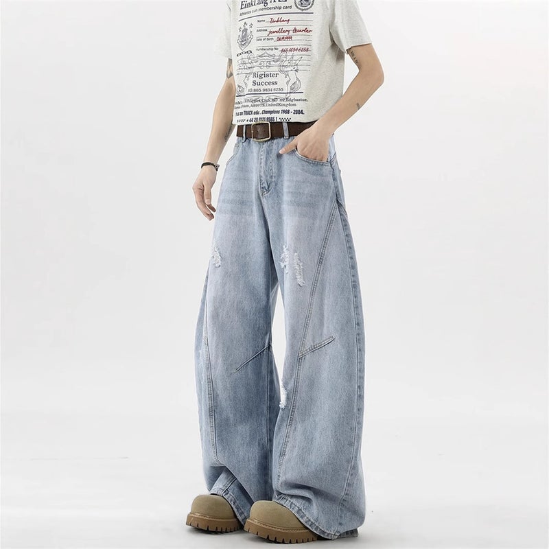 Unisex Classic Denim Jeans Loose Fit Daily Outdoor Wear - Image 1
