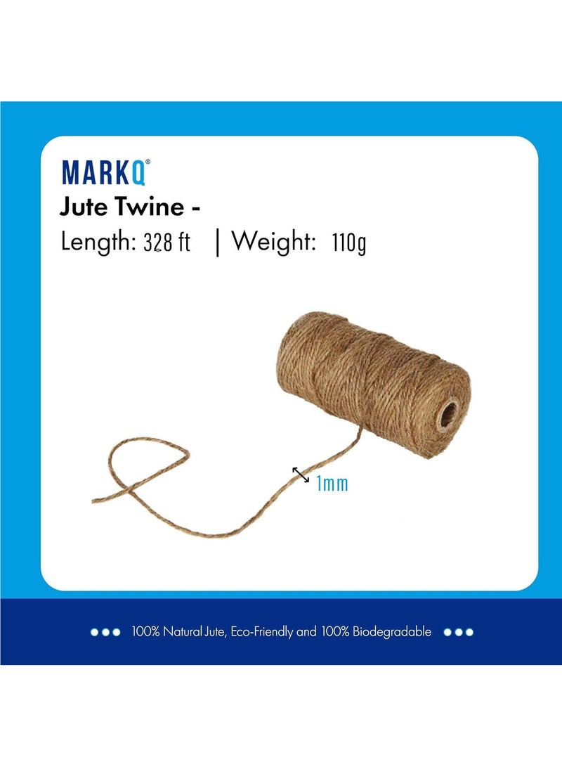 مارك خيوط الجوت بطول 328 قدم من الخيش الطبيعي من الخيش للفنون والحرف اليدوية، وتغليف الهدايا، وسلسلة التعبئة، والبستنة، وديكور الزفاف (1 مم) - Image 2