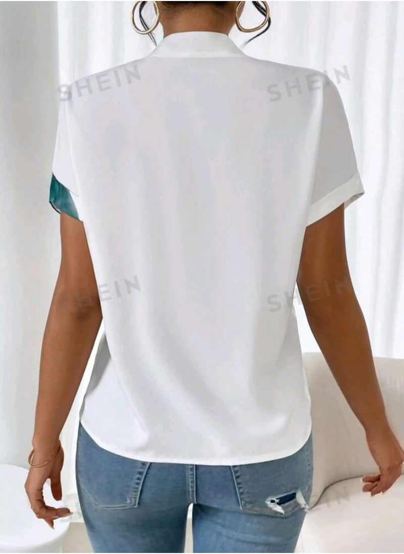 SHEIN LUNE Graphic Print Batwing Sleeve Blouse
