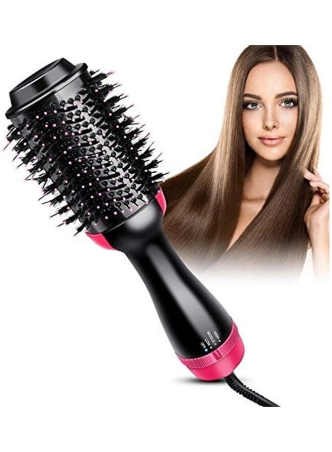 PROMASS 2-In-1 Professional Hair Dryer With Straightener And Curler Black/Pink - Image 1