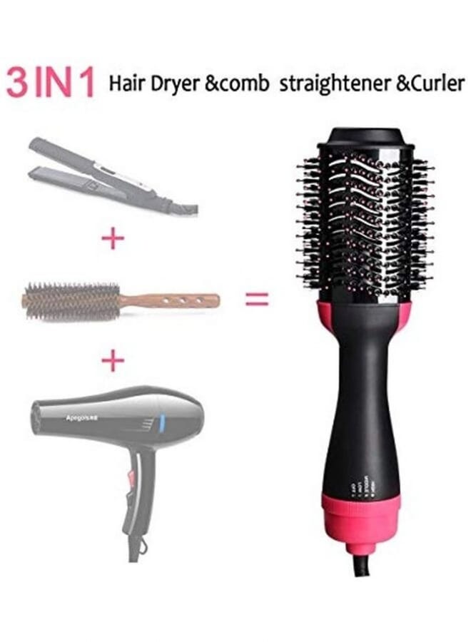PROMASS 2-In-1 Professional Hair Dryer With Straightener And Curler Black/Pink - Image 3
