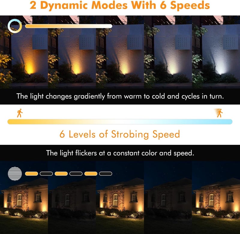 meikee 3 in 1 Solar Garden Light Color Changing with Remote Control Spotlight Outdoor 3 Colors Adjustable Brightness IP66 Waterproof Solar Light with Timer for Gardens Shrubs Trees Statues - Image 3