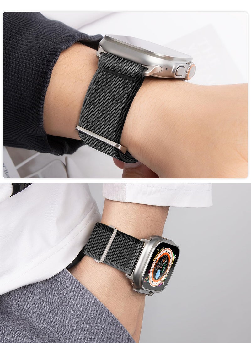 Compatible with Apple Watch Band 46mm 45mm 44mm 49mm Men, Elastic Sport Loop Strap for IWatch Series 10 9 8 7 6 5 4 3/SE 2/SE/Ultra 3 2, Fabric Velcro Watch Strap - Image 3