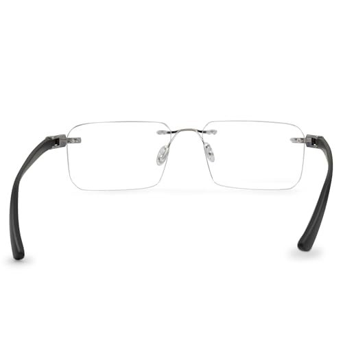 Redex Rimless Aviator Frame For Men & Women (Black) (Silver) - Image 5