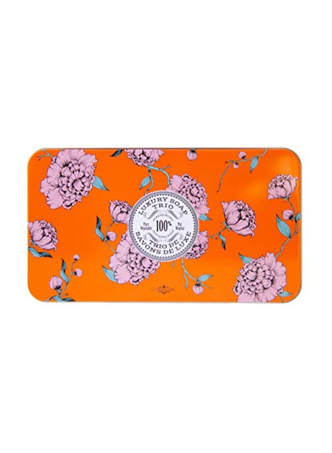 La Chatelaine Luxury Bar Soap Trio Gift Set Tin Made in France Natural and Organic Shea Butter Formula 3 x 7 oz 200g Orange Soap Trio Gardenia Orange Blossom Rose Acacia - Image 4