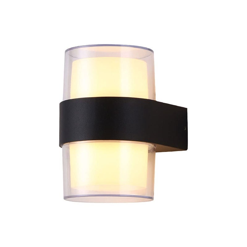 Modern Outdoor Wall Sconce IP65 Waterproof Black Cylindrical LED Wall Lamp For Garden Patio Porch - Image 2