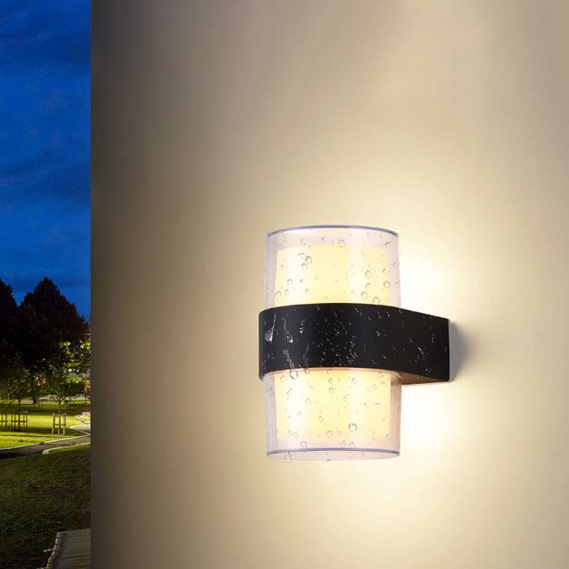 Modern Outdoor Wall Sconce IP65 Waterproof Black Cylindrical LED Wall Lamp For Garden Patio Porch - Image 3
