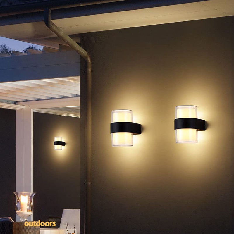 Modern Outdoor Wall Sconce IP65 Waterproof Black Cylindrical LED Wall Lamp For Garden Patio Porch - Image 4