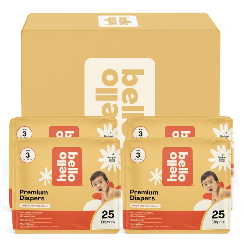 Hello Bello Premium Diapers Size 3 1424 lbs Surprise Pack for Boys 100 Count Pack of 1 Hypoallergenic with Soft ClothLike Feel Assorted Boy Gender Neutral Patterns