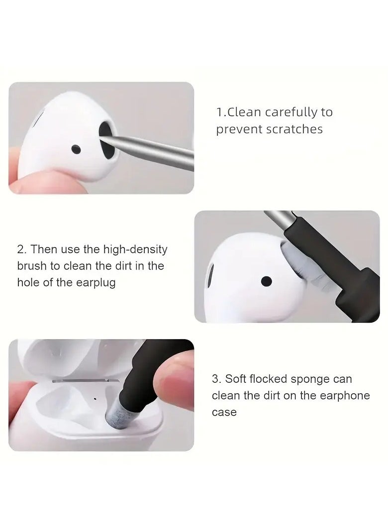 VIUAUAX - 3 In 1 AirPods Cleaning Kit, Earphone Cleaner Kit  Earbuds Cleaning Brush Pen, Multifunctional Earphone Cleaning Pen, Portable Small Brush, Dust Removal Brush, For Headphones, Keyboards, Mobile Phones, Mice, Remote Controllers, Cleaning Supplies, Cleaning Tool - Image 1