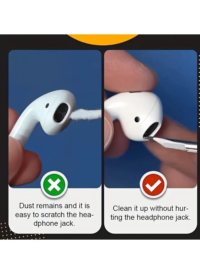 VIUAUAX - 3 In 1 AirPods Cleaning Kit, Earphone Cleaner Kit  Earbuds Cleaning Brush Pen, Multifunctional Earphone Cleaning Pen, Portable Small Brush, Dust Removal Brush, For Headphones, Keyboards, Mobile Phones, Mice, Remote Controllers, Cleaning Supplies, Cleaning Tool - Image 1