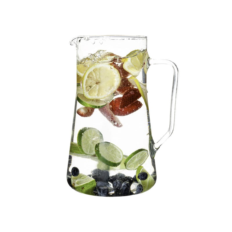 Simax Large Glass Pitcher With Spout 25 Quart 80 Ounce Borosilicate Glass Iced Tea Pitchers with Handle Angled Cylinder Design Glass Water Pitcher
