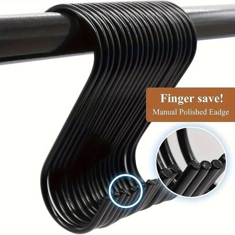 Set Of 10 Black Stainless Steel Heavy Duty S Shaped Hooks For Kitchen Bathroom Bedroom Office Organizer Hardware Fasteners Middle - Image 4