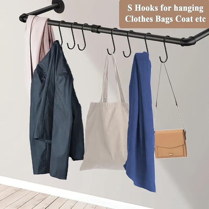 Set Of 10 Black Stainless Steel Heavy Duty S Shaped Hooks For Kitchen Bathroom Bedroom Office Organizer Hardware Fasteners Middle - Image 5