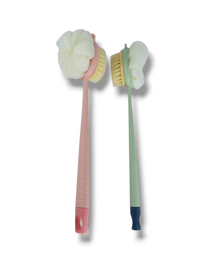 2 في 1 مقشر استحمام للجسم والظهر - فرشاة للجسم للاستحمام وتقشير وتدليك الظهر وجميع أنحاء الجسم - مقشر استحمام مزدوج الجوانب للتنظيف العميق وإزالة الجلد الميت - مقشر للجسم للرجال والنساء - أداة تدليك سبا للعناية بالبشرة تدوم طويلاً وسهلة التنظيف بألوان متعددة (يأتي لون عشوائي) - Image 1